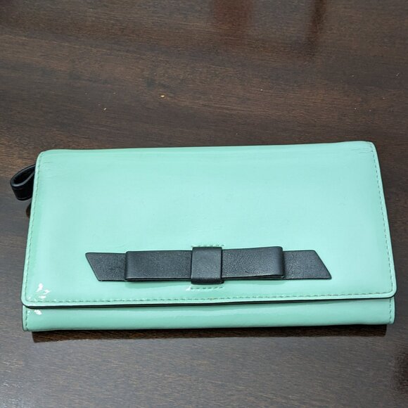 Kate Spade Women's Mint Green Patent Leather Wallet